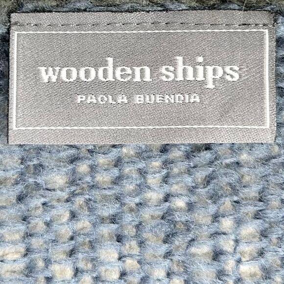 Wooden Ships Mohair Blend Blue Camo Lightweight V-Neck Sweater M/L - Picture 8 of 9
